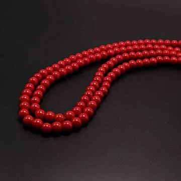 Red Long Pearl Necklace for Women Layered Faux Pearls Strand Necklace Costume Jewelry, 69",Diameter Pearl 8MM