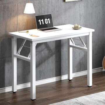 Need Small Computer Desk 31.5 inches Folding Table No Assembly Sturdy Small Writing Desk Folding Des...
