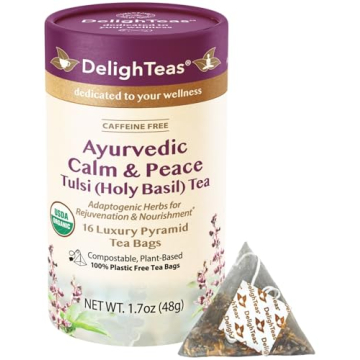 DelighTeas Tulsi Holy Basil Tea | Eco-Conscious Pyramid Tea Bags | Ayurvedic Tulsi, Ashwagandha Adap...
