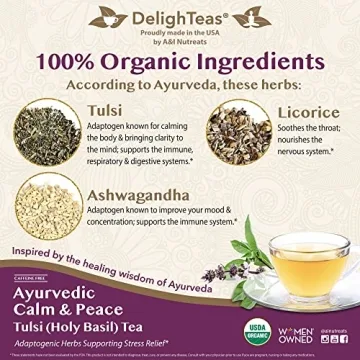 DelighTeas Tulsi Holy Basil Tea Bags All Organic and Eco-Friendly
