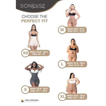 Sonryse 211BF Fajas Colombianas Post Surgery High Compression Stage 2 Faja Lipo 360 Tummy Tuck Mocha Medium