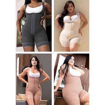 Sonryse 211BF Fajas Colombianas Post Surgery High Compression Stage 2 Faja Lipo 360 Tummy Tuck Mocha Medium