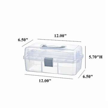 BangQiao 2-Tier Trays Clear Gray Plastic Storage Container Organizer Box, Multipurpose Portable Carr...