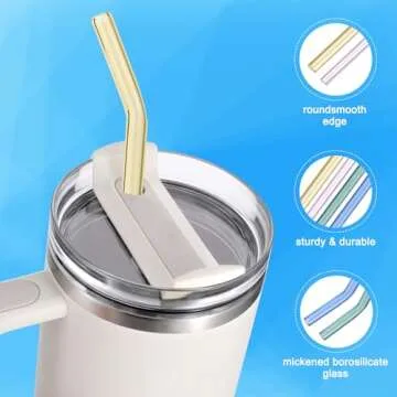 Colorful Reusable Glass Straws for Stanley Tumblers 12 Pcs