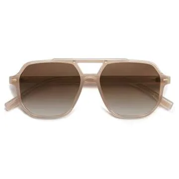 SOJOS Retro Trendy Aviator Polarized Sunglasses Men Women Vintage 70s Square Stylish Frame Sun Glasses SJ2283 Milky Brown Brown Grading Lens