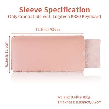 GFANSY PU Leather Keyboard Sleeve for Logitech K380 & Apple Wireless Magic Keyboard A2449 A2450 MLA22LL/A A1644, Travel Sleeve Bag Case, (Not Included Keyboard) PU-Pink