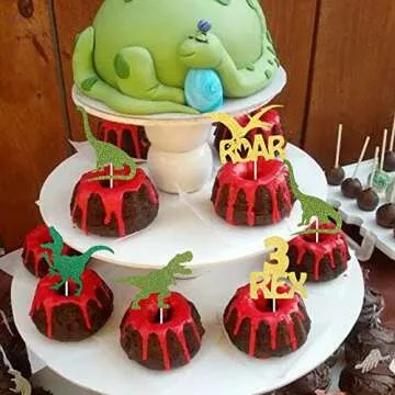 24 Dinosaur Cupcake Toppers for Kids Birthday Parties