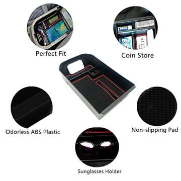 EVTIME fit for Toyota RAV4 2019 2020 2021 2022 2023 2024 and RAV4 Prime 2021-2024 Accessories Center Console Organizer Tray Armrest Box Secondary Storage