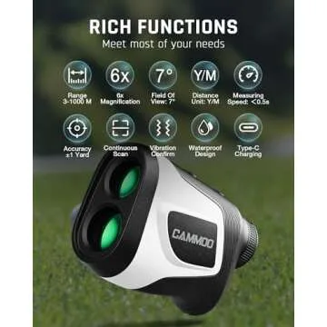 CAMMOO M1000 Golf Hunting Rangefinder with Slope and USB
