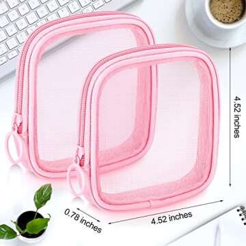 Weewooday 4 Pcs Mesh Makeup Bag Mesh Cosmetic Bag Travel Toiletry Pouch with Zipper Mini Makeup Cosm...