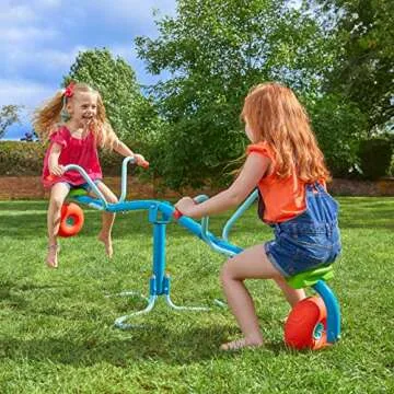 TP Toys, Spiro Spin Seesaw | Sit and Spin Teeter Totter with 360 Spin and Bounce Wheel | Kids Outdoor Play Equipment for Backyard, Playground, or Indoor Fun | Boys and Girls Ages 3-8.