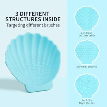 Docolor Silicone Makeup Brush Cleaner Mat Shell shape make up brush cleaner pad Big Size, Makeup Bru...