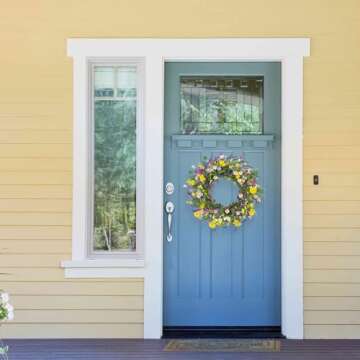 J'FLORU Spring Wreath for Front Door - 22 Inch Handmade Floral Decor