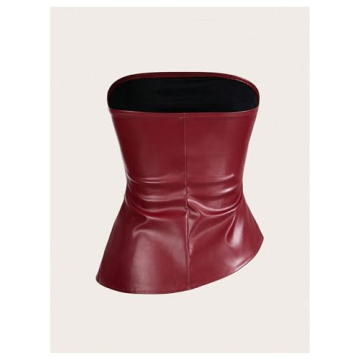 Chic Faux Leather Strapless Tube Top for Night Out