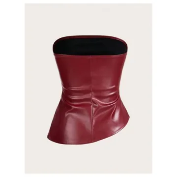 Chic Faux Leather Strapless Tube Top for Night Out