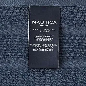 Nautica Home | Belle Haven Collection | 100% Cotton Terry Super Soft Plush Wash Towel Set, Durable & Absorbent, Easy Care Machine Washable, 6-pc, Navy