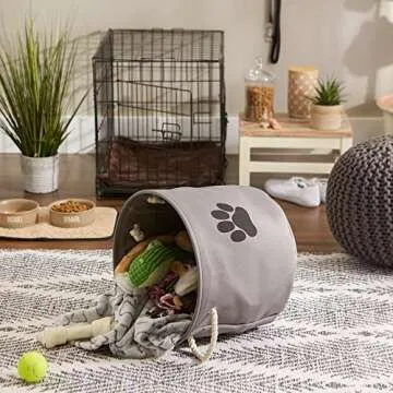 Bone Dry Collapsible Pet Storage Bin in Gray for Easy Organization