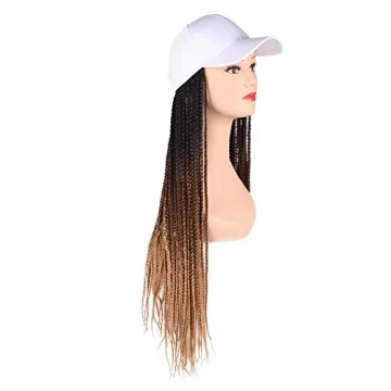 Yunkang 24-Inch Braided Baseball Cap Wig with Ombre Hair