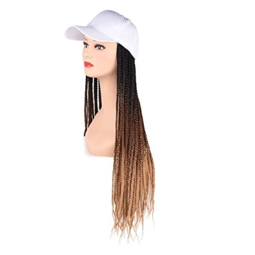 Yunkang 24-Inch Braided Baseball Cap Wig with Ombre Hair