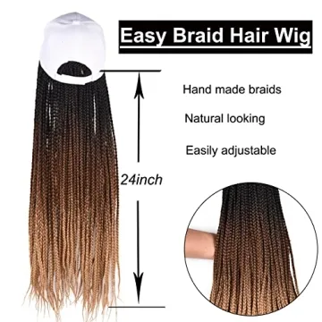 Yunkang 24-Inch Braided Baseball Cap Wig with Ombre Hair