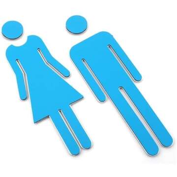 Xiboya textile 7.8 Inch Adhesive Acrylic Toilet Symbol Men's and Women's Bathroon Sign(Gold)