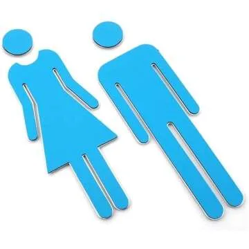 Xiboya textile 7.8 Inch Adhesive Acrylic Toilet Symbol Men's and Women's Bathroon Sign(Gold)