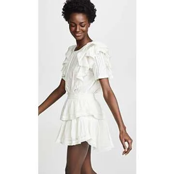 LOVESHACKFANCY Women's Natasha Dress, White, L
