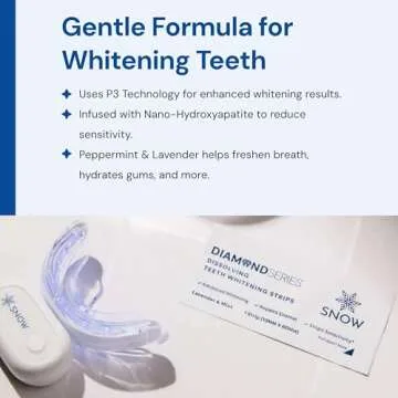 SNOW Diamond Teeth Whitening Strips | Gentle & Enamel Safe White Strips for Teeth Whitening | at-Home Dental Hygiene & Tooth Care for a White Smile Easy Convenient Tooth 42 Ct