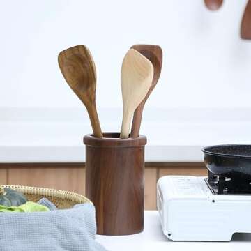 LOCDION Premium Wooden Spoons for Cooking-Maple Wood Kitchen Utensils for Serving,Stirring,Scraping,Flipping-Versatile Wood Spatula with Comfort Grip,Non-Stick Cookware Safe