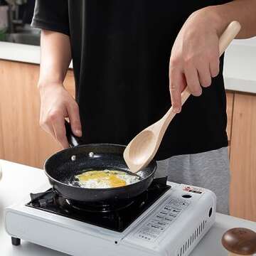 LOCDION Premium Wooden Spoons for Cooking-Maple Wood Kitchen Utensils for Serving,Stirring,Scraping,Flipping-Versatile Wood Spatula with Comfort Grip,Non-Stick Cookware Safe