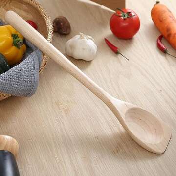 LOCDION Premium Wooden Spoons for Cooking-Maple Wood Kitchen Utensils for Serving,Stirring,Scraping,Flipping-Versatile Wood Spatula with Comfort Grip,Non-Stick Cookware Safe