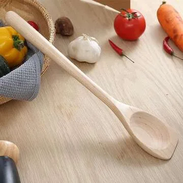 LOCDION Premium Wooden Spoons for Cooking-Maple Wood Kitchen Utensils for Serving,Stirring,Scraping,Flipping-Versatile Wood Spatula with Comfort Grip,Non-Stick Cookware Safe