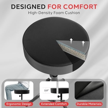 Adjustable Pyle Drum Stool for Musicians and Drummers