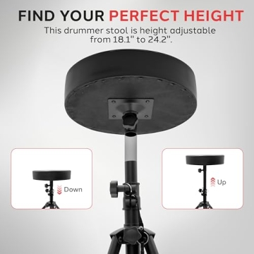 Adjustable Pyle Drum Stool for Musicians and Drummers