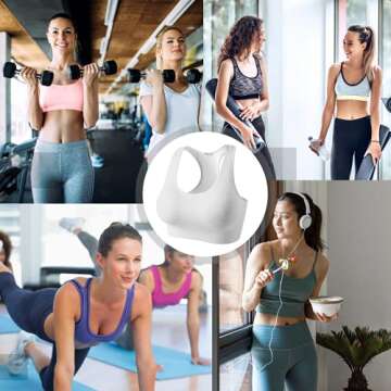 Women's Seamless Sports Bras-Padded High Impact Support Workout Bra Tops for Yoga Gym Fitness White M