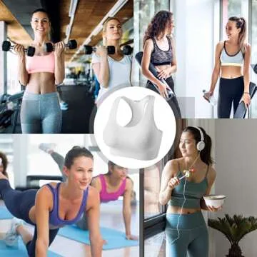 Women's Seamless Sports Bras-Padded High Impact Support Workout Bra Tops for Yoga Gym Fitness White M