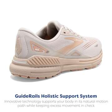 Brooks Women’s Adrenaline GTS 23 Supportive Running Shoe - Crystal Grey/Villa/White - 8.5 Medium