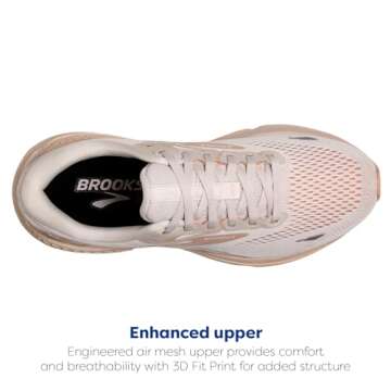 Brooks Women’s Adrenaline GTS 23 Supportive Running Shoe - Crystal Grey/Villa/White - 8.5 Medium