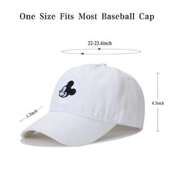 MOMODEER Cartoon Baseball Cap for Men and Women, 1OO% Cotton Embroidery Adjustable Baseball Hat for Outdoor Sports Decoration White
