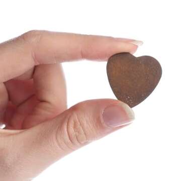 Pack of 36 Rusty Tin Miniature Heart Cutouts - Rusted Metal Heart Shapes for DIY Crafts - Primitive,...