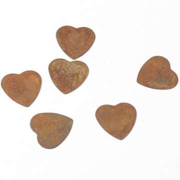 Pack of 36 Rusty Tin Miniature Heart Cutouts - Rusted Metal Heart Shapes for DIY Crafts - Primitive, Rustic Country, Farmhouse DIY Crafts and Decorative Accents (Size: 1" High x 1" Wide)