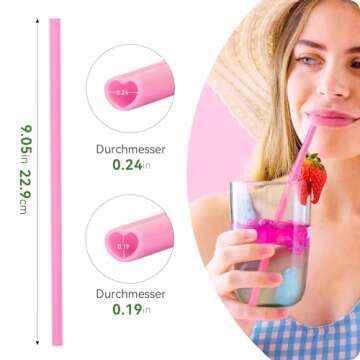Charming Pink Heart Shaped Straws for Celebrations