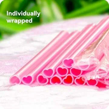 Charming Pink Heart Shaped Straws for Celebrations