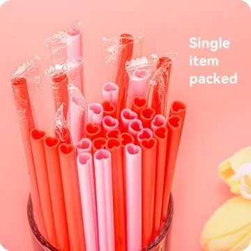 Charming Pink Heart Shaped Straws for Celebrations