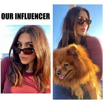 DUCO Small Cat Eye Sunglasses for Women Retro Narrow Polarized Sun Glasses Mylove Designer Rectangle...