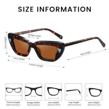 DUCO Cat Eye Sunglasses - Polarized, Stylish, UV400 Protection