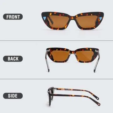 DUCO Cat Eye Sunglasses - Polarized, Stylish, UV400 Protection