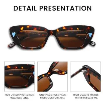 DUCO Cat Eye Sunglasses - Polarized, Stylish, UV400 Protection