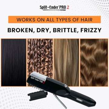 Split-Ender Pro 2 - The Original Cordless Split End Hair Trimmer Automatic Rechargeable Home Tool Hair Clipper 2-in-1 for Dry Damaged Splitting Broken Brittle Straight Curly Frizzy Beauty - Black
