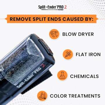 Split-Ender Pro 2 - The Original Cordless Split End Hair Trimmer Automatic Rechargeable Home Tool Hair Clipper 2-in-1 for Dry Damaged Splitting Broken Brittle Straight Curly Frizzy Beauty - Black